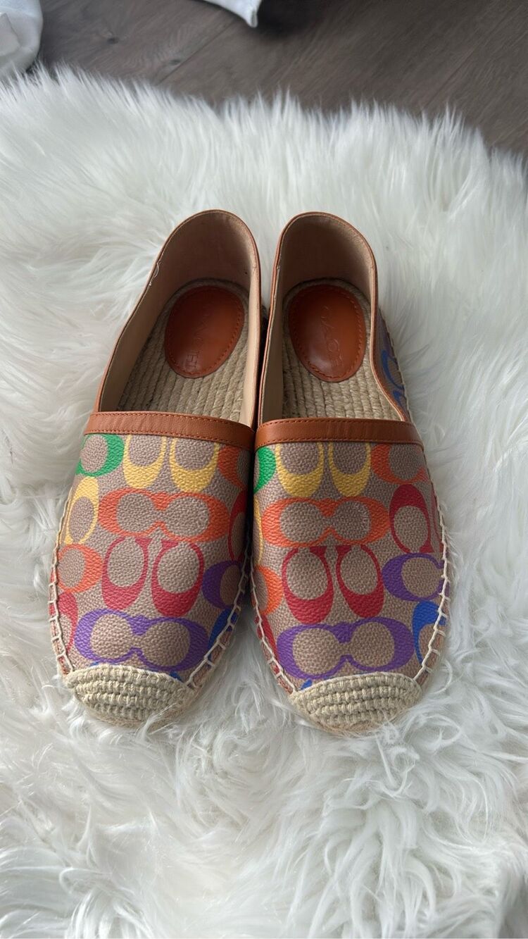 Coach Women Rainbow Espadrille Flats size 7 excellent condition